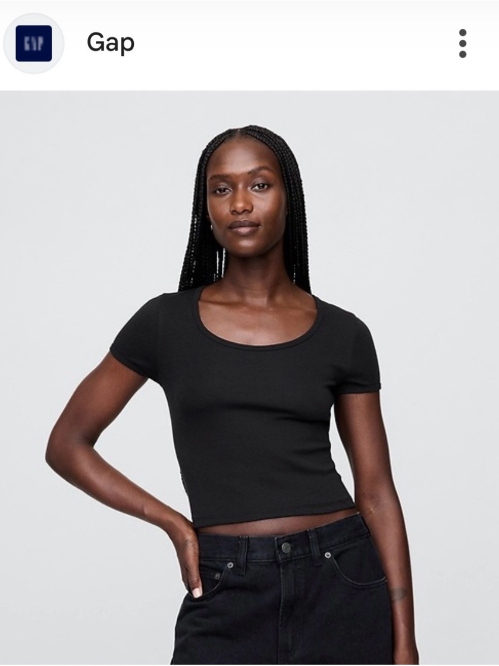 Gap Women's Black Scoop Neck Crop Top